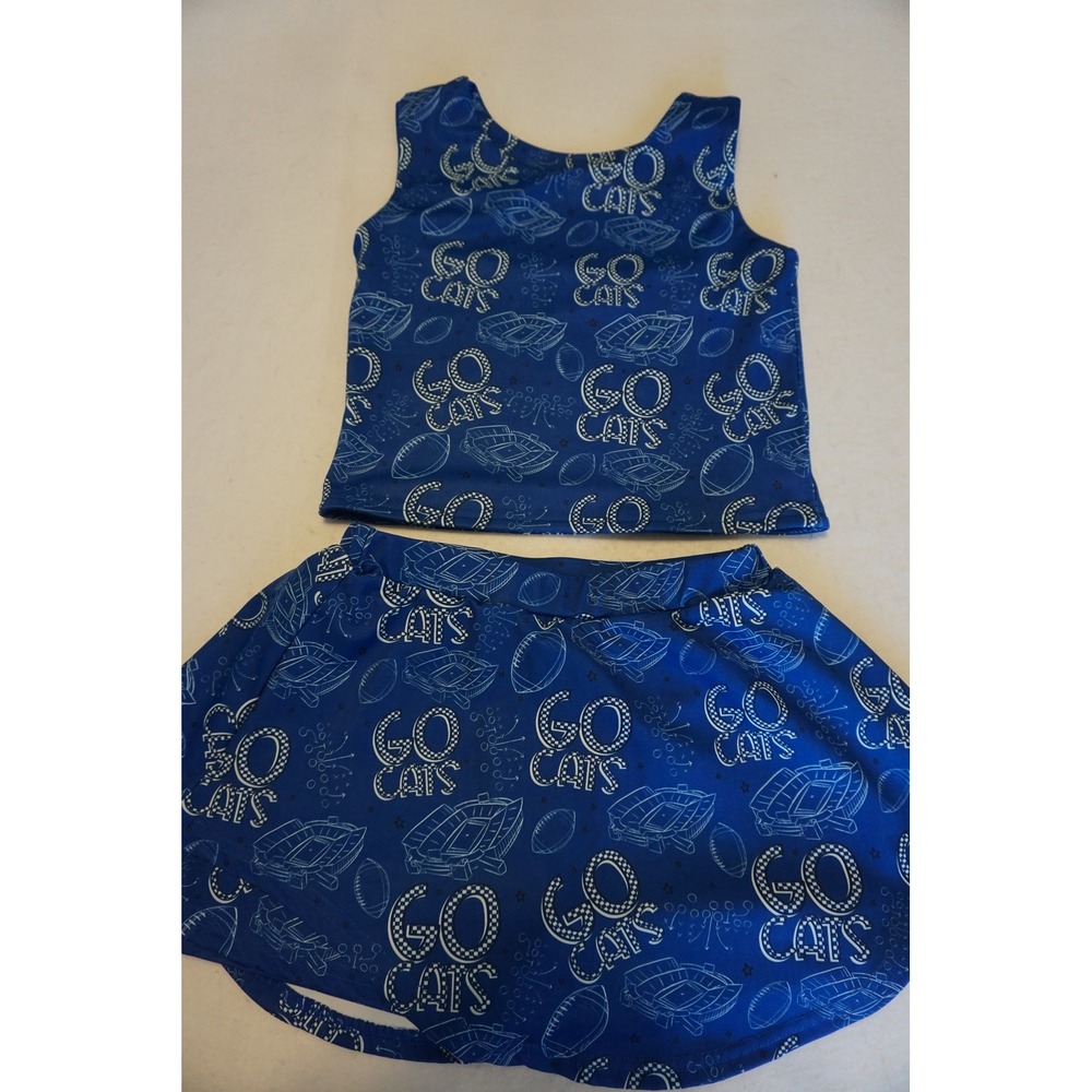 Six Southern Babes Girls 8 Go Cats Blue Football Skirt Tank Set LB1.K5009